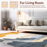 Ultra Soft Area Rug, Non Slip, Stain Resistant, Washable Area Rugs for Living Room, Bedroom, Stylish Circular Minimalist Aesthetic(Gold)