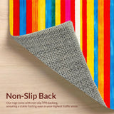 Ultra Soft Area Rug, Non Slip, Stain Resistant, Washable Area Rugs for Living Room, Bedroom, Fun Cheerful Stripe Fusion(Red)