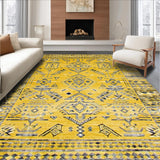 Ultra Soft Area Rug, Non Slip, Stain Resistant, Washable Area Rugs for Living Room, Bedroom, Chic Modern Abstract Composition(Yellow)