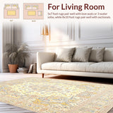 Artisanal Beige Geometric Medallion Floor Covering(Beige)