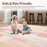 Ultra Soft Area Rug, Non Slip, Stain Resistant, Washable Area Rugs for Living Room, Bedroom, Vintage Inspired Abstract(White)