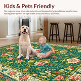 Ultra Soft Area Rug, Non Slip, Stain Resistant, Washable Area Rugs for Living Room, Bedroom, Faded Green Boho Bedroom Area Rug(Green)