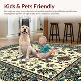 Ultra Soft Area Rug, Non Slip, Stain Resistant, Washable Area Rugs for Living Room, Bedroom, Distressed Vintage Neutral Living Room Area Rug(Ivory)