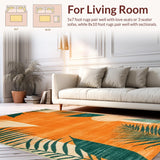 Ultra Soft Area Rug, Non Slip, Stain Resistant, Washable Area Rugs for Living Room, Bedroom, Contemporary Colorful Linear Elements(Orange)