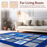 Ultra Soft Area Rug, Non Slip, Stain Resistant, Washable Area Rugs for Living Room, Bedroom, Artistic Circular Alphabet Arrangement(Blue)
