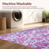 Ultra Soft Area Rug, Non Slip, Stain Resistant, Washable Area Rugs for Living Room, Bedroom, Stylish Rustic Floral Accent(Purple)