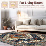 Ultra Soft Area Rug, Non Slip, Stain Resistant, Washable Area Rugs for Living Room, Bedroom, Chic Modern Medallion Pattern(Brown)