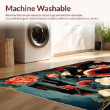 Ultra Soft Area Rug, Non Slip, Stain Resistant, Washable Area Rugs for Living Room, Bedroom, Cultural Symbolic Dragon Flourish(Red)