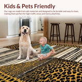 Ultra Soft Area Rug, Non Slip, Stain Resistant, Washable Area Rugs for Living Room, Bedroom, Modern Rustic Fawn Print Statement(Beige)