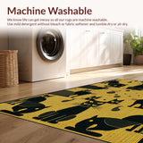 Ultra Soft Area Rug, Non Slip, Stain Resistant, Washable Area Rugs for Living Room, Bedroom, Playful Monochrome Feline Patterns(Yellow)