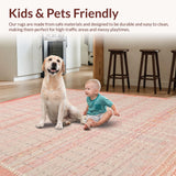 Ultra Soft Area Rug, Non Slip, Stain Resistant, Washable Area Rugs for Living Room, Bedroom, Bow Motif Carpet with Playful Uno Reverse Icon in Pink Palette(Pink)