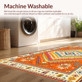 Ultra Soft Area Rug, Non Slip, Stain Resistant, Washable Area Rugs for Living Room, Bedroom, Vibrant Rainbow Abstract Motif(Orange)
