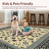 Ultra Soft Area Rug, Non Slip, Stain Resistant, Washable Area Rugs for Living Room, Bedroom, Elegant Abstract Beige/Black Deco(Beige)