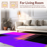 Ultra Soft Area Rug, Non Slip, Stain Resistant, Washable Area Rugs for Living Room, Bedroom, Futuristic Purple Geometric Style(Purple)