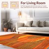 Ultra Soft Area Rug, Non Slip, Stain Resistant, Washable Area Rugs for Living Room, Bedroom, Vibrant 70s Psychedelic Design(Orange)
