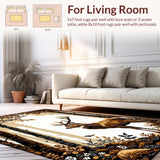 Ultra Soft Area Rug, Non Slip, Stain Resistant, Washable Area Rugs for Living Room, Bedroom, Lively Pastel Forest Creatures(Brown)