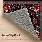 Ultra Soft Area Rug, Non Slip, Stain Resistant, Washable Area Rugs for Living Room, Bedroom, Gothic Rose Floral Elegance(Black)