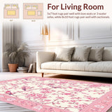 Ultra Soft Area Rug, Non Slip, Stain Resistant, Washable Area Rugs for Living Room, Bedroom, Serene Minimalist Floral Touch(Ivory)