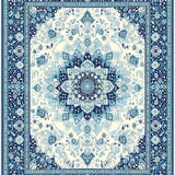 Ultra Soft Area Rug, Non Slip, Stain Resistant, Washable Area Rugs for Living Room, Bedroom, Serene Pastel Floral Artwork(White)