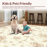 Ultra Soft Area Rug, Non Slip, Stain Resistant, Washable Area Rugs for Living Room, Bedroom, Slim Non Slip Runner with Intricate Beige Floral Lace(Beige)