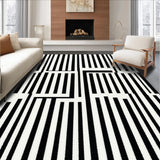 Ultra Soft Area Rug, Non Slip, Stain Resistant, Washable Area Rugs for Living Room, Bedroom, Sleek Modern Area Rug with Unique Striped Geometric Design(Black)