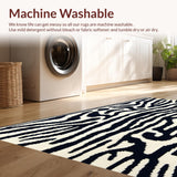 Ultra Soft Area Rug, Non Slip, Stain Resistant, Washable Area Rugs for Living Room, Bedroom, Boho Zebra Print Black and White Laundry Rug(Black)