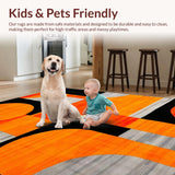 Ultra Soft Area Rug, Non Slip, Stain Resistant, Washable Area Rugs for Living Room, Bedroom, Modern Geometric Orange Composition(Orange)