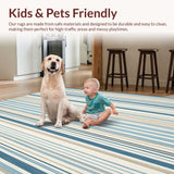 Ultra Soft Area Rug, Non Slip, Stain Resistant, Washable Area Rugs for Living Room, Bedroom, Azure Horizon Collection Striped Dune Area(Blue)