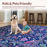Ultra Soft Area Rug, Non Slip, Stain Resistant, Washable Area Rugs for Living Room, Bedroom, Rustic Multicolor Tapestry Vibe(Blue)