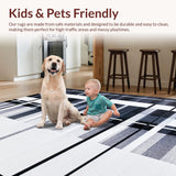 Ultra Soft Area Rug, Non Slip, Stain Resistant, Washable Area Rugs for Living Room, Bedroom, Stylish Black and White Geometric Striped Area Rug(Gray)