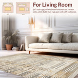 Ultra Soft Area Rug, Non Slip, Stain Resistant, Washable Area Rugs for Living Room, Bedroom, Trendy Boho Inspired Diamond Layout(Beige)