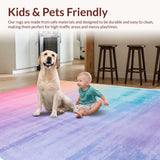 Ultra Soft Area Rug, Non Slip, Stain Resistant, Washable Area Rugs for Living Room, Bedroom, Vibrant Colorful Starburst Design(Pink)