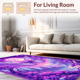 Ultra Soft Area Rug, Non Slip, Stain Resistant, Washable Area Rugs for Living Room, Bedroom, Charming Magical Garden Pattern(Purple)