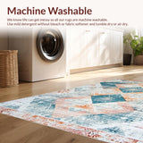 Ultra Soft Area Rug, Non Slip, Stain Resistant, Washable Area Rugs for Living Room, Bedroom, Coastal Distressed Diam(Orange)