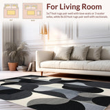 Ultra Soft Area Rug, Non Slip, Stain Resistant, Washable Area Rugs for Living Room, Bedroom, Chic Abstract Curvilinear Motif(Gray)