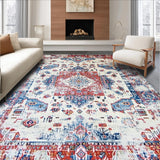 Ultra Soft Area Rug, Non Slip, Stain Resistant, Washable Area Rugs for Living Room, Bedroom, Whimsical Colorful Ogee Style(Red)