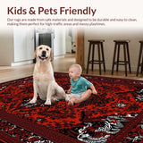 Ultra Soft Area Rug, Non Slip, Stain Resistant, Washable Area Rugs for Living Room, Bedroom, Modern Rustic Castle Aesthetic(Red)