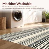 Bold Striped Contrast with Overlapping Black and White Linear Bands(Beige)