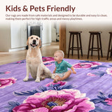 Ultra Soft Area Rug, Non Slip, Stain Resistant, Washable Area Rugs for Living Room, Bedroom, Modern Elegant Circular Aesthetic(Purple)