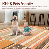 Ultra Soft Area Rug, Non Slip, Stain Resistant, Washable Area Rugs for Living Room, Bedroom, Cozy Monochrome Artful Design(Brown)