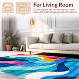 Ultra Soft Area Rug, Non Slip, Stain Resistant, Washable Area Rugs for Living Room, Bedroom, Bold Modern Artistic Expression(Blue)