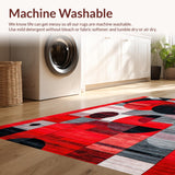 Ultra Soft Area Rug, Non Slip, Stain Resistant, Washable Area Rugs for Living Room, Bedroom, Vibrant Circular Geometric Artwork(Red)