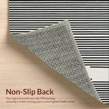 Ultra Soft Area Rug, Non Slip, Stain Resistant, Washable Area Rugs for Living Room, Bedroom, Chic Entryway Rug Featuring Graphic Stripe Motif, Minimalist Linear Art Style(Black)