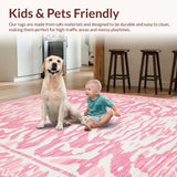 Ultra Soft Area Rug, Non Slip, Stain Resistant, Washable Area Rugs for Living Room, Bedroom, Luxurious Light Pink Graphic Style(Pink)