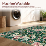 Ultra Soft Area Rug, Non Slip, Stain Resistant, Washable Area Rugs for Living Room, Bedroom, Artful Soft Pastel Leaf Patterns(Green)