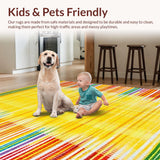 Ultra Soft Area Rug, Non Slip, Stain Resistant, Washable Area Rugs for Living Room, Bedroom, Charming Whimsical Rainbow Design(Yellow)