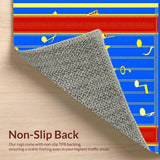 Ultra Soft Area Rug, Non Slip, Stain Resistant, Washable Area Rugs for Living Room, Bedroom, Elementary Rainbow Melody Style(Blue)