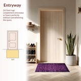 Ultra Soft Area Rug, Non Slip, Stain Resistant, Washable Area Rugs for Living Room, Bedroom, Classic Monochrome Trellis Features(Purple)
