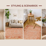 Ultra Soft Area Rug, Non Slip, Stain Resistant, Washable Area Rugs for Living Room, Bedroom, Eclectic Textured Contemporary Look(Orange)