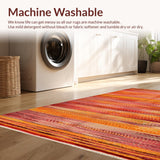 Ultra Soft Area Rug, Non Slip, Stain Resistant, Washable Area Rugs for Living Room, Bedroom, Eclectic Multicolor Ethnic Tapestry(Red)